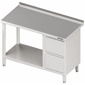 Stół przyścienny z półką oraz blokiem dwóch szuflad po prawej stronie 1700x600x850 mm | STALGAST, 980276170