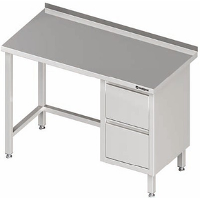 Stół przyścienny z blokiem dwóch szuflad po prawej stronie 1400x600x850 mm | STALGAST, 980256140
