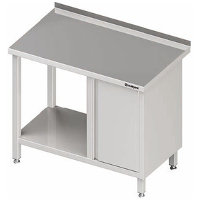 Stół przyścienny z szafką z drzwiami skrzydłowymi po prawej stronie i półką 1200x600x850 mm | STALGAST, 980516120
