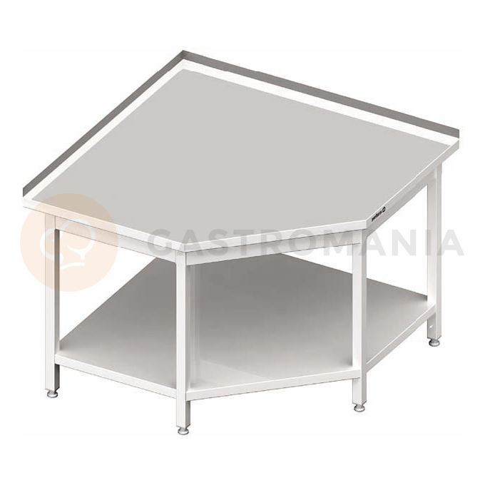 Stół przyścienny narożny z półką 700x600x850 mm | STALGAST, 980127060