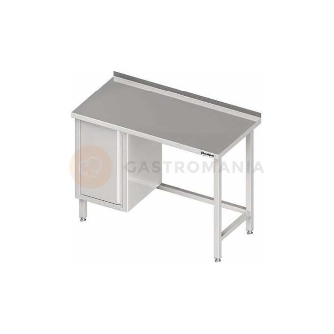 Stół przyścienny z szafką z drzwiami skrzydłowymi po lewej stronie bez półki 1500x700x850 mm | STALGAST, 980487150