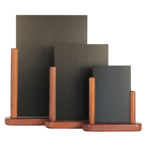 Tablica do menu wykonana z PVC z drewnianą podstawą w kolorze mahoniowym 150x100 mm | CONTACTO, 7685/151