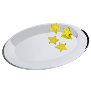 Taca bufetowa wykonana ze stali nierdzewnej, obrzeża z koralików, owal 360x250x25 mm | CONTACTO, 6901/360