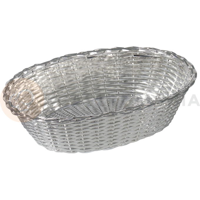 Koszyk z posrebrzanego stopu cynku do pieczywa, owalny 255x165x50 mm | CONTACTO, Silver Line