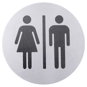Tabliczka samoprzylepna ze stali nierdzewnej, piktogram: „Kobiety/mężczyźni” | CONTACTO, 7661/002