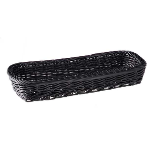 Prostokątny koszyk na sztućce z polipropylenu 27x10x4,5 cm, czarny | APS, Economic