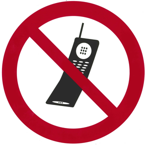 Tabliczka, piktogram: „Zakaz używania telefonów komórkowych”, średnica 100 mm | CONTACTO, 7675/010