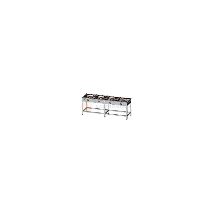 Kuchnia gazowa 223,5x60x85 cm z palnikiem zapalającym, 4 palniki: 2x5+2x6,5 kW | EGAZ, TGP-424.IIP