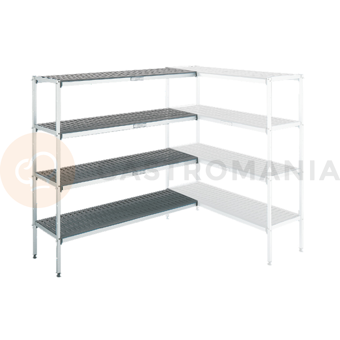 Regał narożny aluminiowo-polietylenowy 3-półkowy 1152x400x1750 mm | ASBER, 19088592