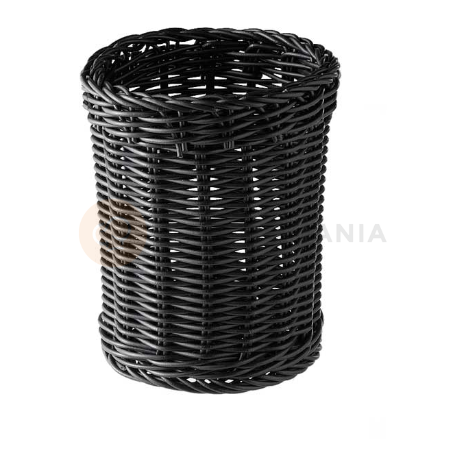 Okrągły koszyk na sztućce z polipropylenu o średnicy 12x15 cm, czarny | APS, Economic