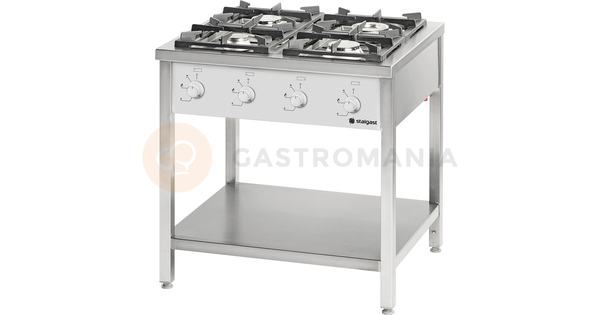 kuchnia gazowa 4 palnikowa z półką 24,5kW - propan-butan | STALGAST, 999543