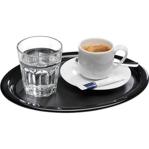 Taca czarna z melaminy do serwowania kawy 26x20x1,5 cm | APS, Kaffeehaus