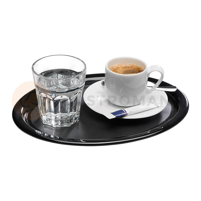 Taca czarna z melaminy do serwowania kawy 26x20x1,5 cm | APS, Kaffeehaus