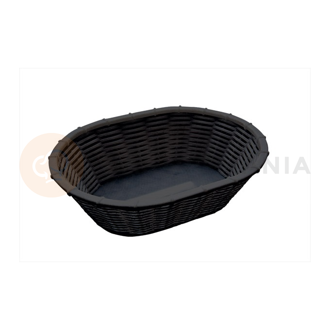 Owalny koszyk z polipropylenu, czarny, 23x17 cm | APS, Wicker Look