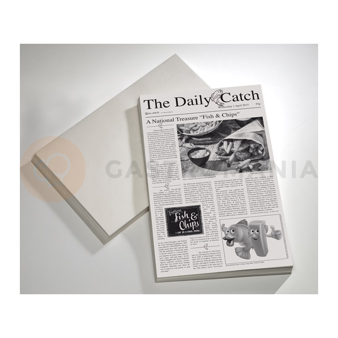 Papier do przekąsek w arkuszach, 42x25 cm, motyw gazety | APS, Snack Holder