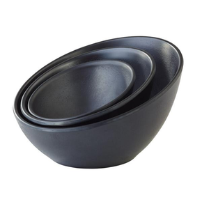 Skośna miska z czarnej melaminy o średnicy 10 cm | APS, Zen