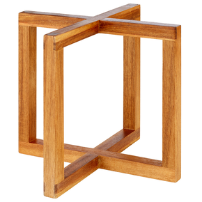 Drewniany geometryczny stand bufetowy 20 x 20 cm, naturalna akacja | APS, Wood