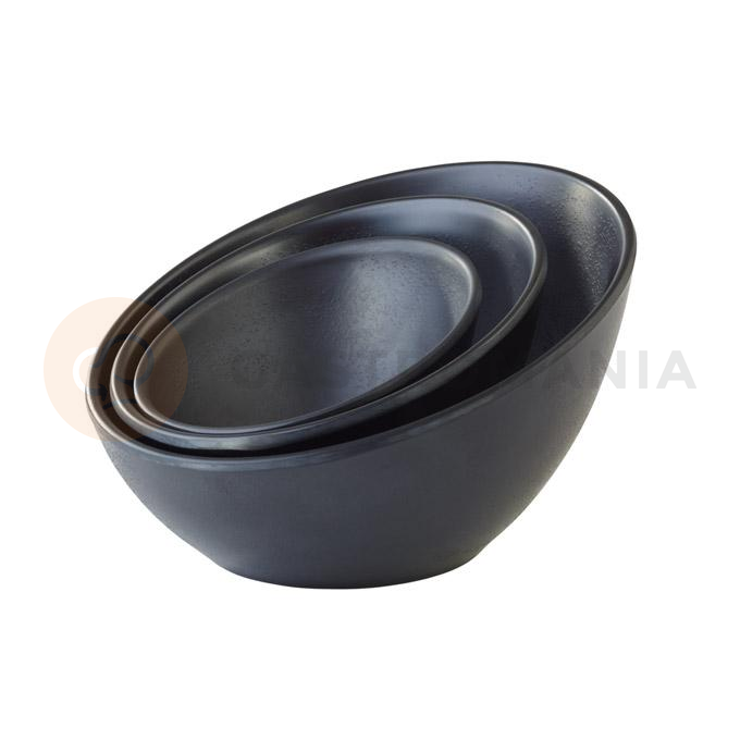 Skośna miska z czarnej melaminy o średnicy 16 cm | APS, Zen