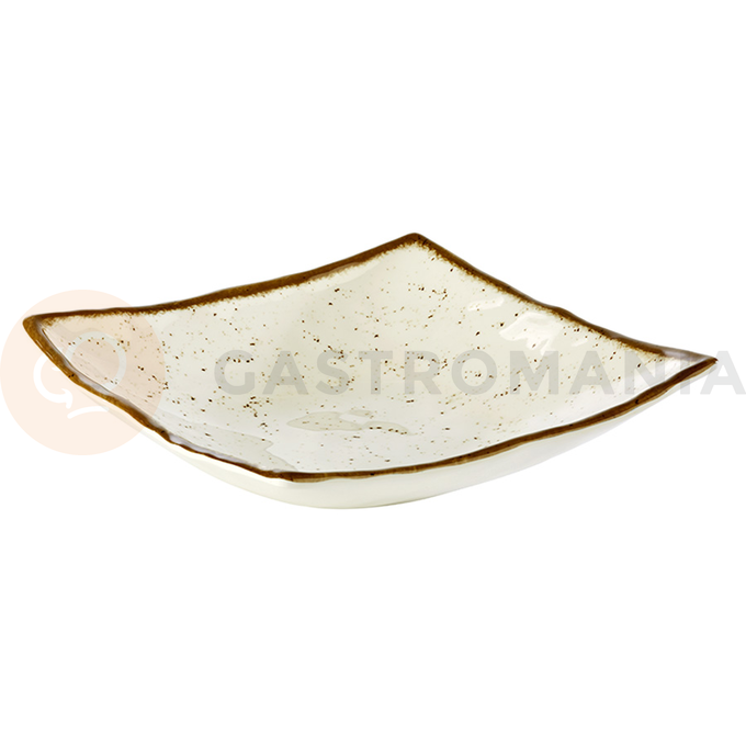 Kremowa, nakrapiana miska z brązowym rantem 24 x 24 cm | APS, Stone Art