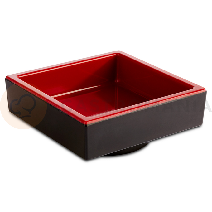 Czerwono-czarny, niski pojemnik do bento wysokości 3 i wymiarach 7,5 x 7,5 cm | APS, Asia Plus