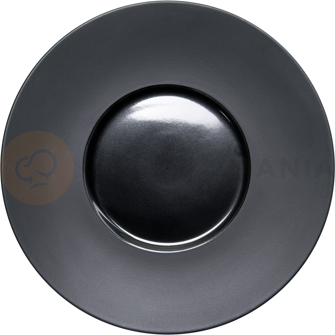 Talerz płytki z czarnej porcelany, gładki, średnica: 26 cm | STALGAST, 396101