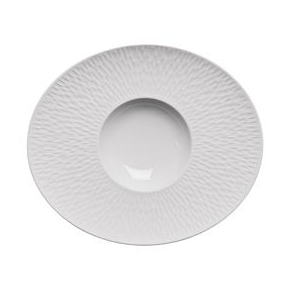 Talerz owalny z białej porcelany z szerokim rantem 32 x 27 cm | DEGRENNE, Boreal Satin