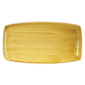 Musztardowy prostokątny półmisek, ręcznie zdobiony 35 cm x 18,5 cm | CHURCHILL, Stonecast Mustard Seed Yellow