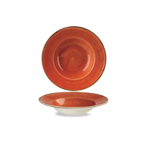 Porcelanowy talerz głęboki z szerokim rantem 28 cm | CHURCHILL, Stonecast Spiced Orange