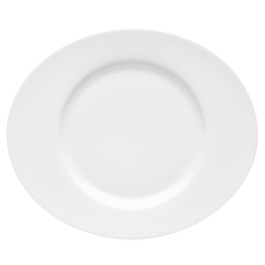 Owalny talerz płaski z białej porcelany, 34,5 cm x 26,5 cm | DEGRENNE, Boreal