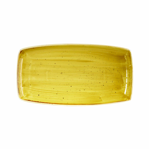 Musztardowy prostokątny półmisek, ręcznie zdobiony 29,5 cm x 15 cm | CHURCHILL, Stonecast Mustard Seed Yellow