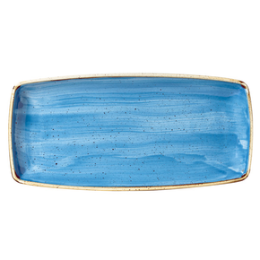 Niebieski prostokątny półmisek, ręcznie zdobiony 35 cm x 18,5 cm | CHURCHILL, Stonecast Cornflower Blue