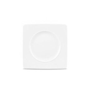Talerz płaski z porcelany, bardzo szeroki, kwadratowy rant 21 x 21 cm | ALCHEMY, Ambience