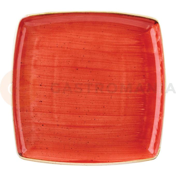 Czerwony kwadratowy talerz, ręcznie zdobiony 26,8 x 26,8 cm | CHURCHILL, Stonecast Berry Red