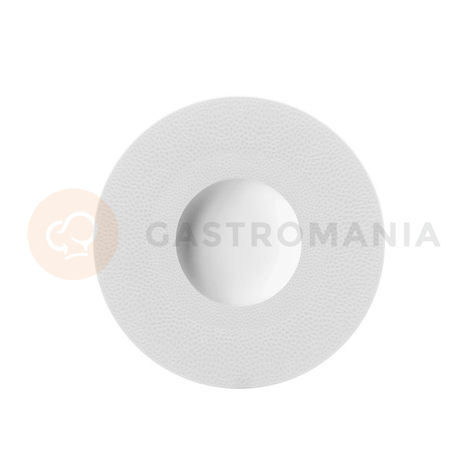 Talerz głęboki z białej porcelany, rant zdobiony 30 cm | DEGRENNE, Collection L Fragment