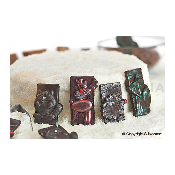 Forma na czekoladowe tabliczki SF198 WINTER CHOCO TAGS - zwierzątka | SILIKOMART, Celebration