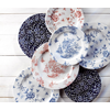 Zdobiony białymi kwiatami talerz głęboki 24,9 cm, niebiesko-granatowy | CHURCHILL, Vintage Prints