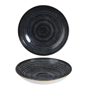 Grafitowy porcelanowy talerz głęboki coupe 24,8 cm | CHURCHILL, Homespun Style Charcoal Black