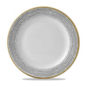 Biało-szary porcelanowy talerz okrągły 210 mm | CHURCHILL, Homespun Style Stone Gray