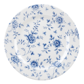 Zdobiony niebieskimi kwiatami talerz płaski 210 cm, biały | CHURCHILL, Vintage Prints