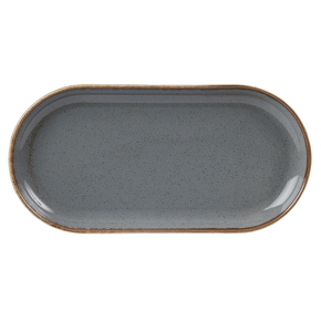 Półmisek owalny z porcelany w ciemnoszarym kolorze 30x15 cm | FINE DINE, Stone