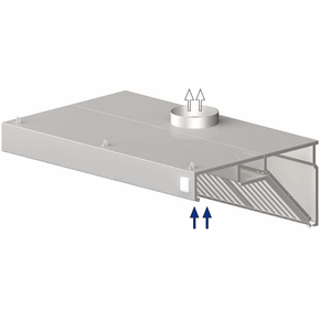 Wyciągowy okap przyścienny - skośny 1700x600x450 mm | STALGAST, 9820806170