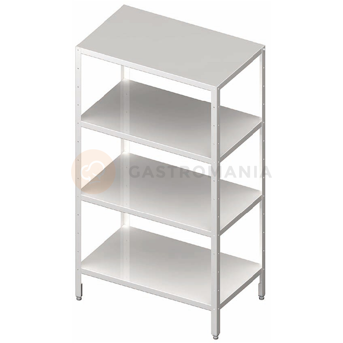 Regał magazynowy, cztery półki pełne, nogi z kątownika 600x600x1800 mm | STALGAST, 981886060