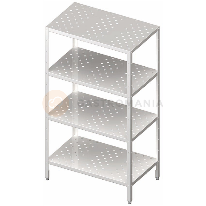 Regał magazynowy, cztery półki perforowane, nogi z kątownika 700x700x1800 mm | STALGAST, 981897070