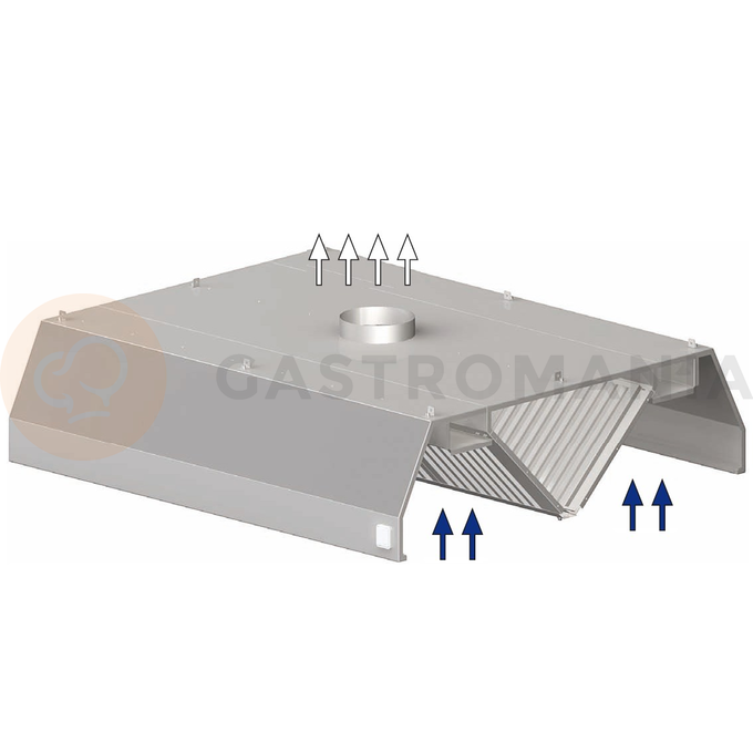 Wyciągowy okap centralny - trapezowy 2500x1800x450 mm | STALGAST, 9821018250