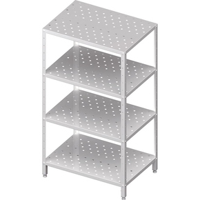 Regał magazynowy, cztery półki perforowane, nogi z kątownika 1100x500x1800 mm | STALGAST, 981895110