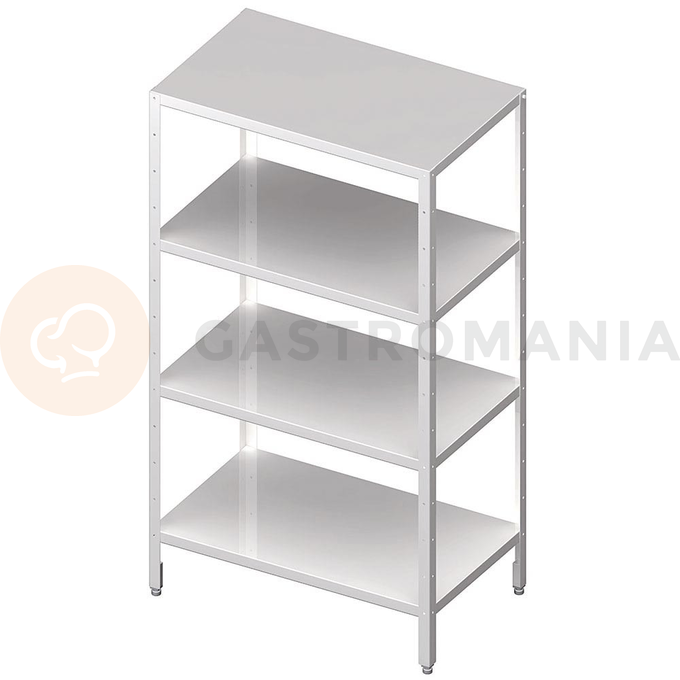 Regał magazynowy, cztery półki pełne, nogi z kątownika 1300x500x1800 mm | STALGAST, 981885130