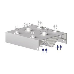 Okap centralny, skrzyniowy - kompensacyjny 4500x1800x450 mm | STALGAST, 9821618450