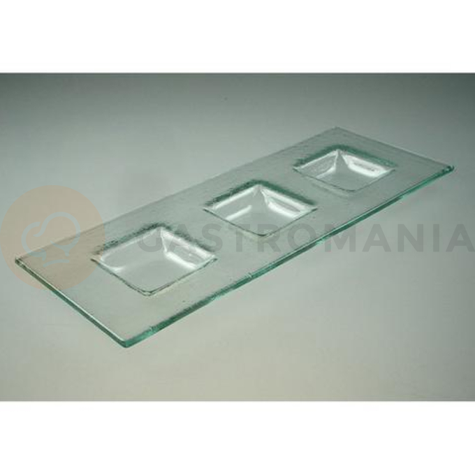 Biała, szklana taca z 3 wgłębieniami 340 x 130 mm | BDK, Pocket