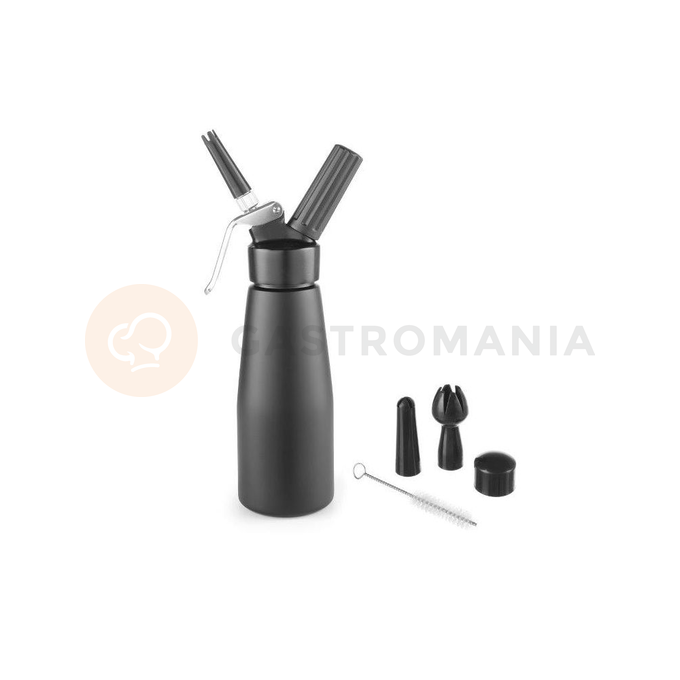 Aluminiowy syfon w czarnym kolorze do bitej śmietany, 0,5 l | HENDI, Kitchen Line