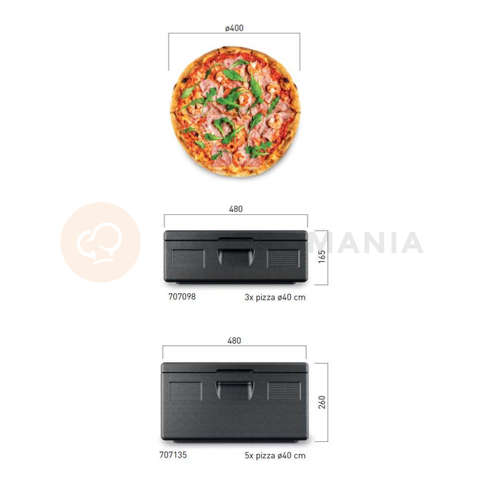 Pojemnik termoizolacyjny na pizze ze spienionego polipropylenu, 5x40 cm | HENDI, Kitchen Line